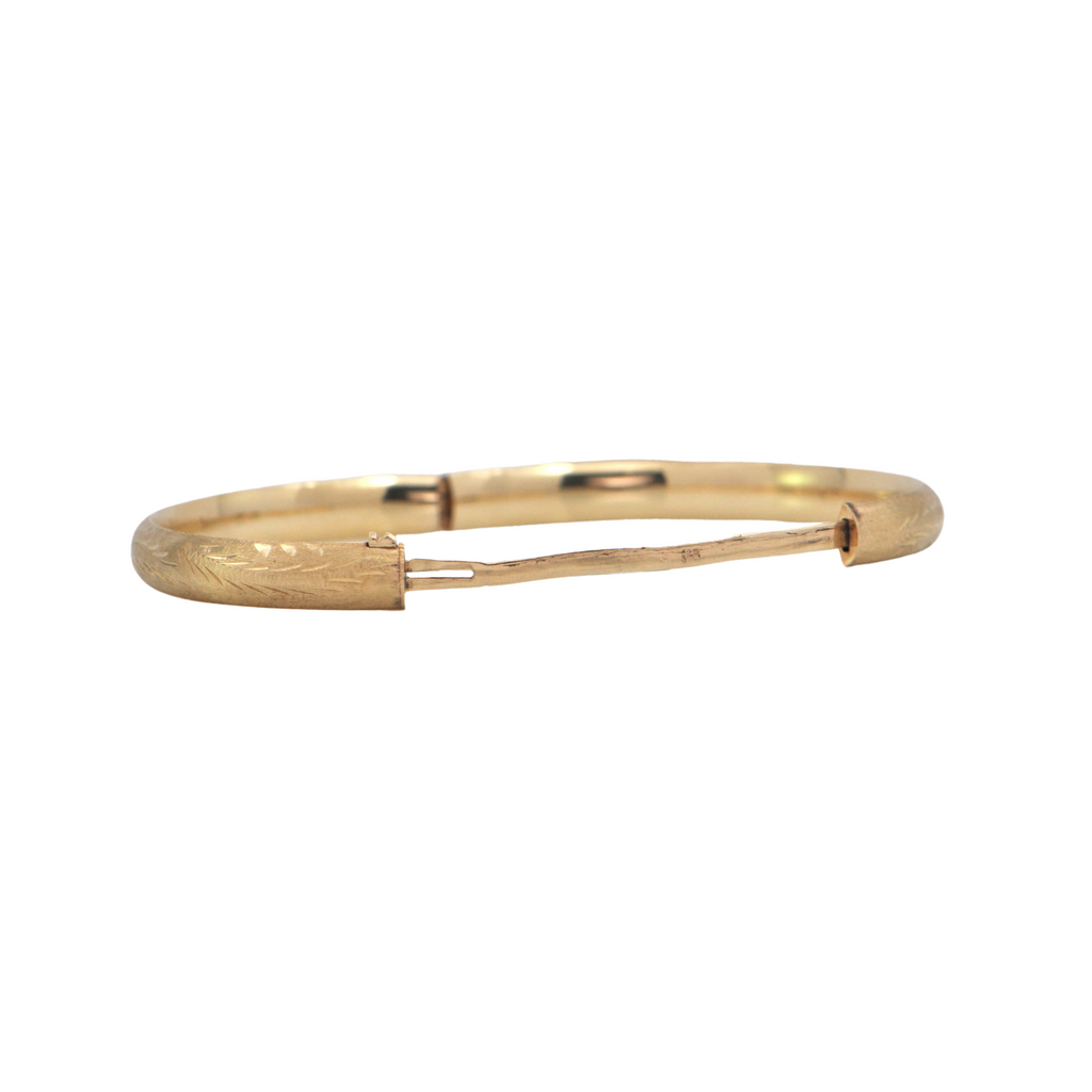 Vintage 14K Gold Hinged Oval Bangle Bracelet Daisy Exclusive