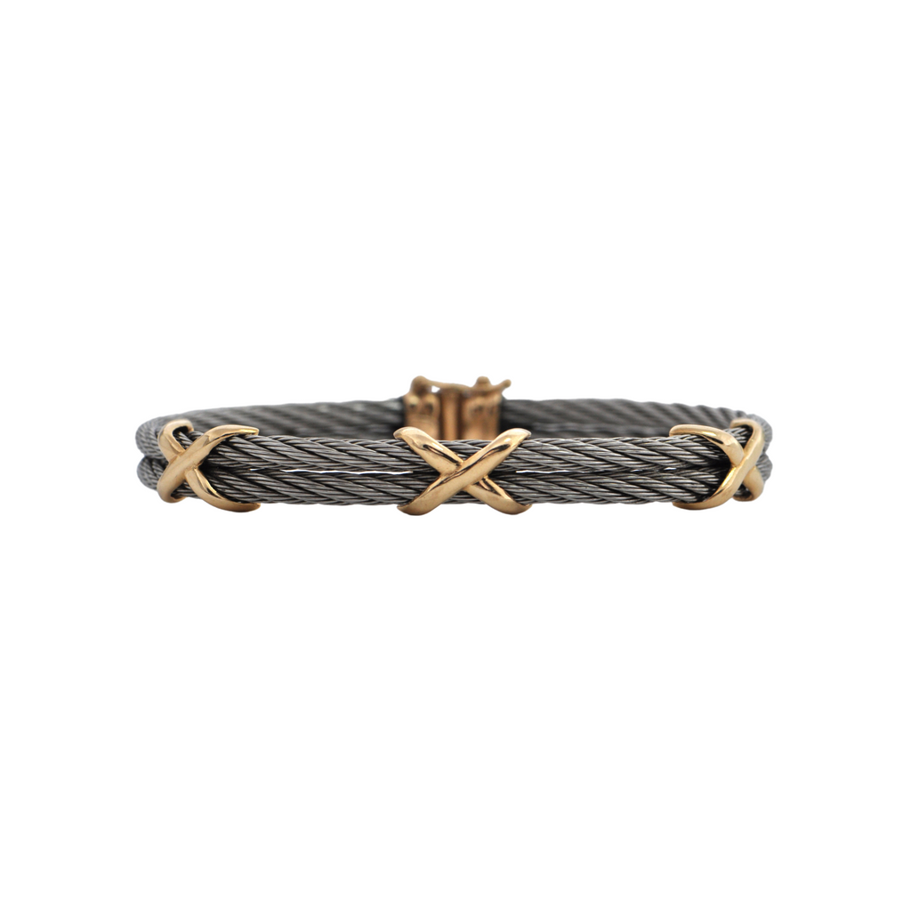 Estate 14k Gold and Stainless Steel Bracelet + Montreal Estate Jewelers