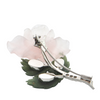 Vintage Diamond, Rose Quartz and Nephrite Jade 14K White Gold Flower Brooch + Montreal Estate Jewelers