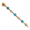 Antique Russian Pearl and Turquoise 14K Yellow Gold Bar Brooch + Montreal Estate Jewelers