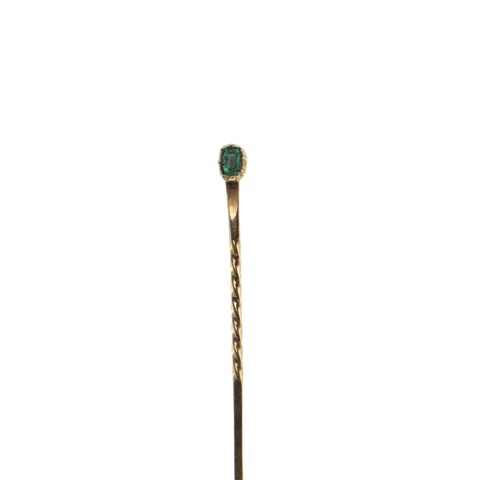 Antique 14K Yellow Gold Emerald Stick Pin + Montreal Estate Jewelers