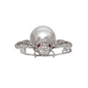 White South Sea Pearl, Ruby & Diamond Bumble Bee Brooch + Montreal Estate Jewelers