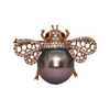 Bronze Tahitian Pearl, Ruby & Diamond Bumble Bee Brooch + Montreal Estate Jewelers