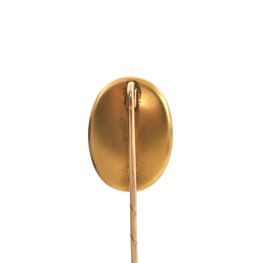 Rare Antique Attributed French 14K Gold Reverse Intaglio Centurion Stickpin C.1860 + Montreal Estate Jewelry