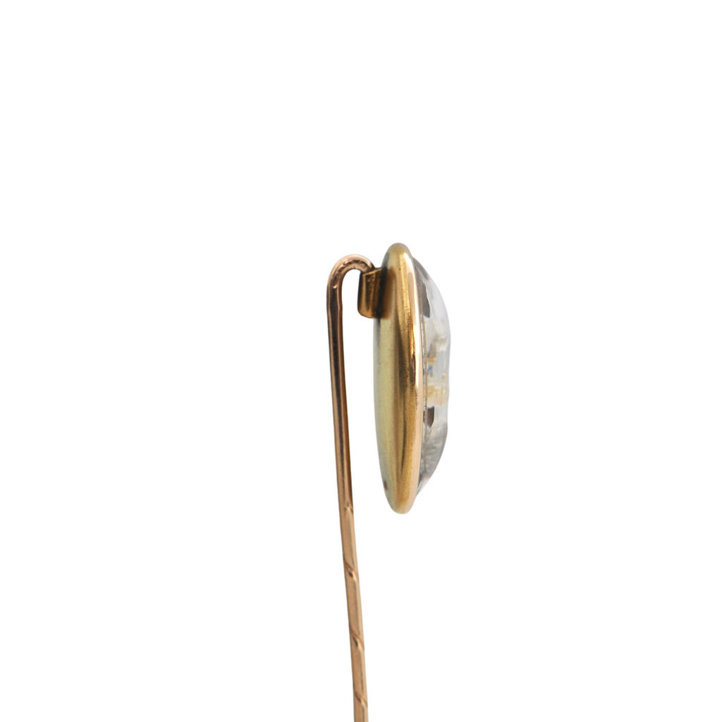 Rare Antique Attributed French 14K Gold Reverse Intaglio Centurion Stickpin C.1860 + Montreal Estate Jewelry