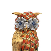 Vintage Sapphire and Diamond 18K Gold Enamel Owl Brooch (C. 1970's) + Montreal Estate Jewelers
