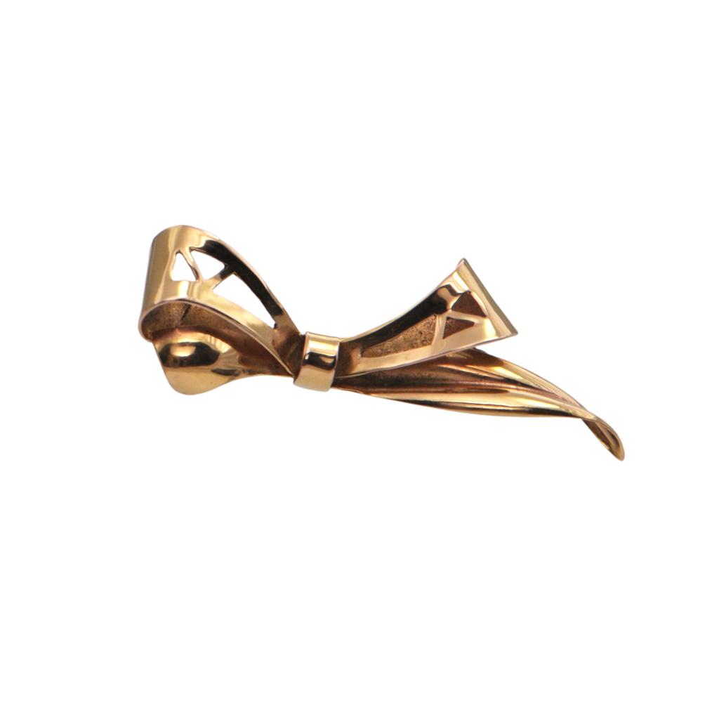 Retro Italian 18k Gold Bow Brooch + Montreal Estate Jewelers