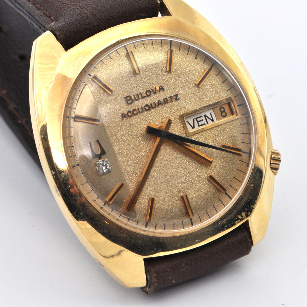 14K BULOVA Diamond Face With Brown Leather Strap - Westmount, Montreal, Quebec