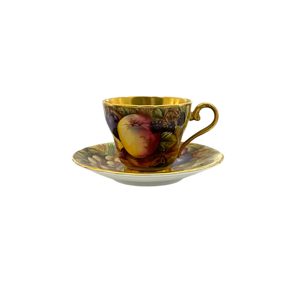 Vintage Aynsley 'Orchard Gold' Small Teacup and Saucer Signed 'N.Brunt' + Montreal Estate JewelersVintage Aynsley 'Orchard Gold' Small Teacup and Saucer Signed 'N.Brunt' + Montreal Estate Jewelers