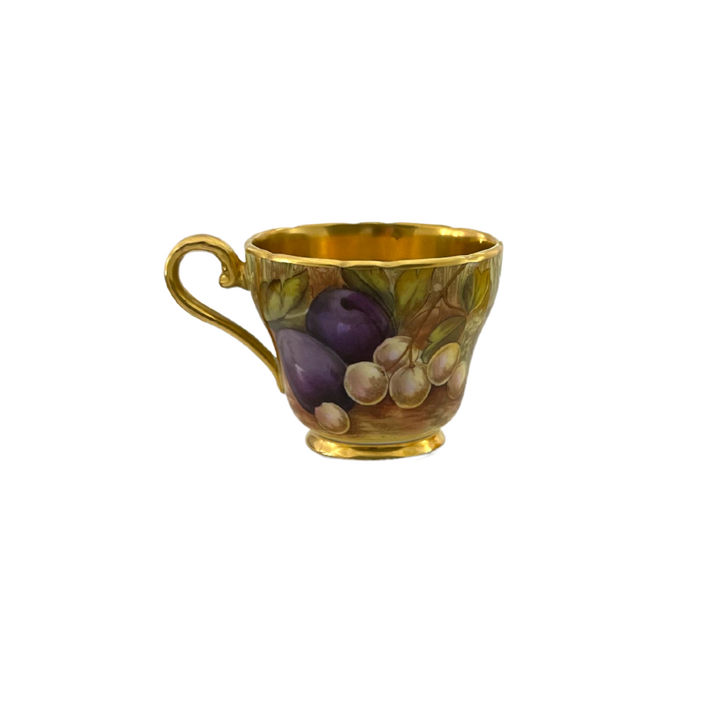 Vintage Aynsley 'Orchard Gold' Small Teacup and Saucer Signed 'N Vintage Aynsley 'Orchard Gold' Small Teacup and Saucer Signed 'N