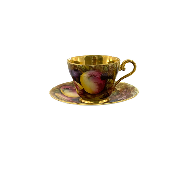 Vintage Aynsley 'Orchard Gold' Small Teacup and Saucer Signed 'N.Brunt' + Montreal Estate Jewelers