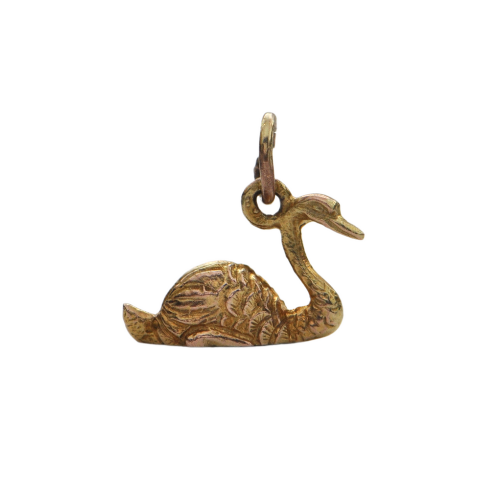 Vintage 9K Yellow Gold Swan Charm + Montreal Estate Jewelers