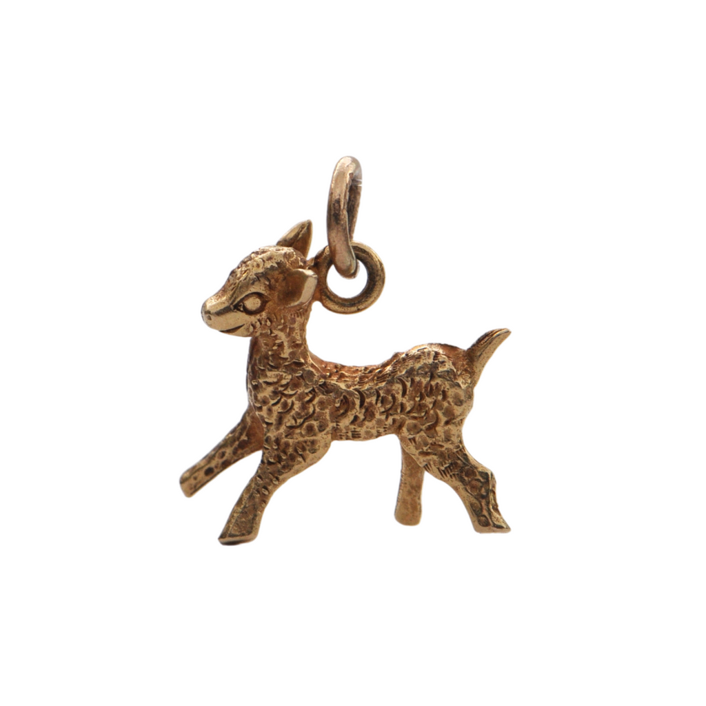 Vintage 14K Yellow Gold baby Goat Charm + Montreal Estate Jewelers