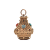 Vintage Multi-Gemstone 14K Yellow Gold Lantern Charm + Montreal Estate Jewelers