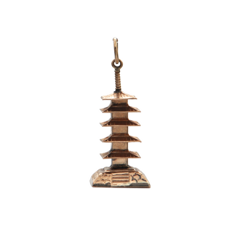 Vintage 14K Rose Gold Japanese Pagoda Charm + Montreal Estate Jewelers