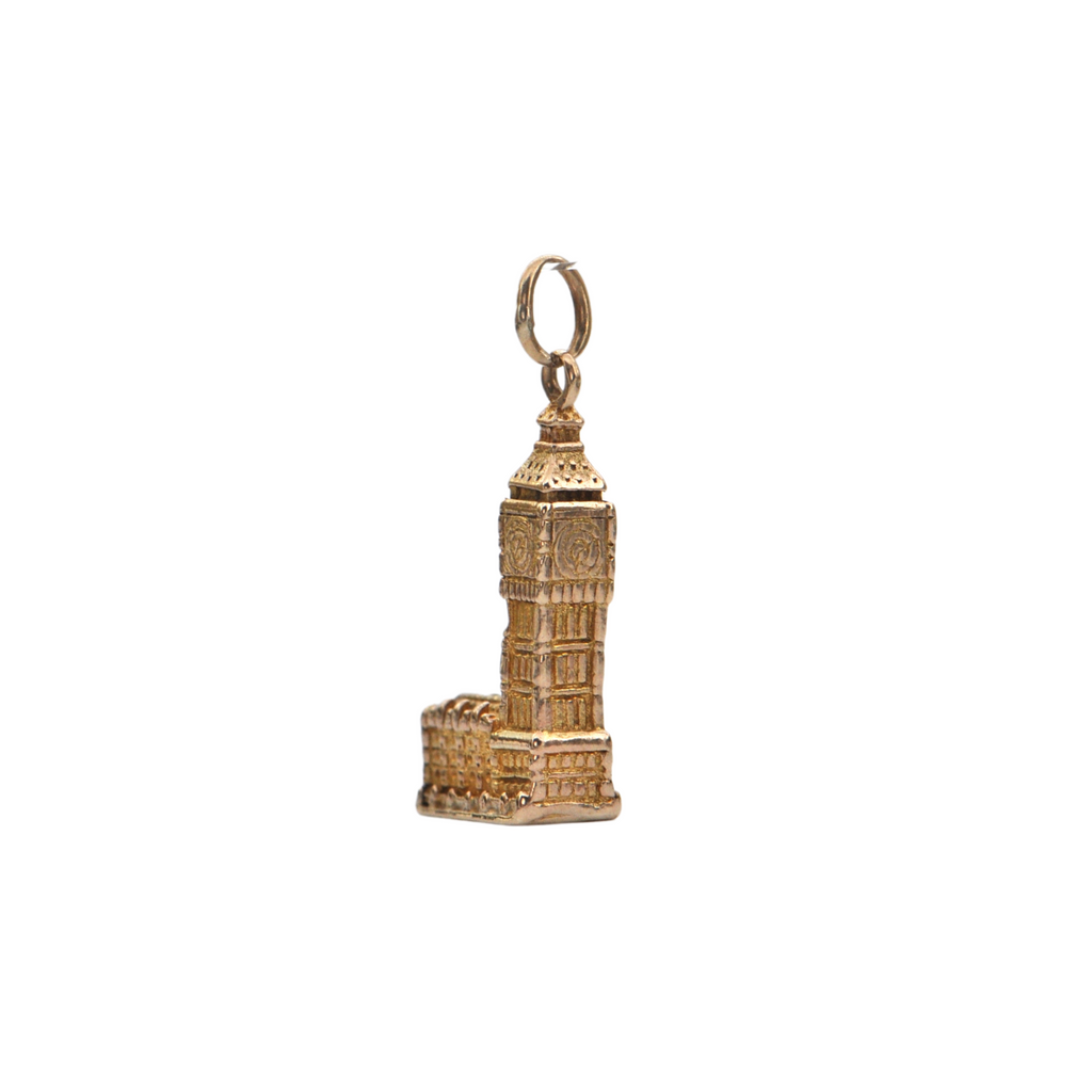 Vintage English 9K Yellow Gold Big Ben Charm + Montreal Estate Jewelers