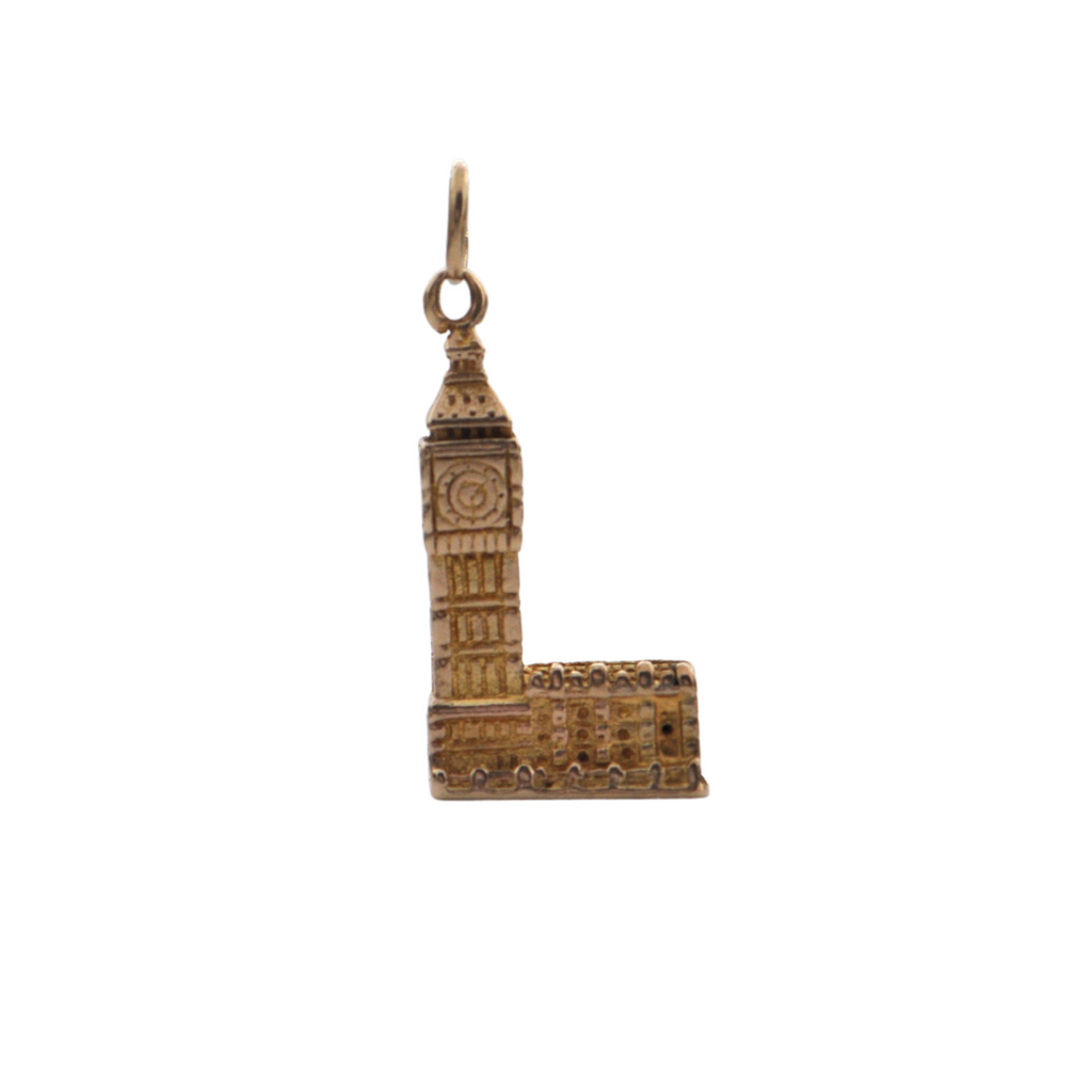 Vintage English 9K Yellow Gold Big Ben Charm + Montreal Estate Jewelers