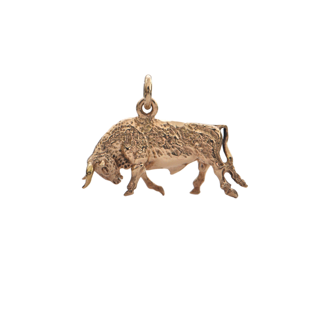 Vintage Gold Fighting Bull Charm + Montreal Estate Jewelers