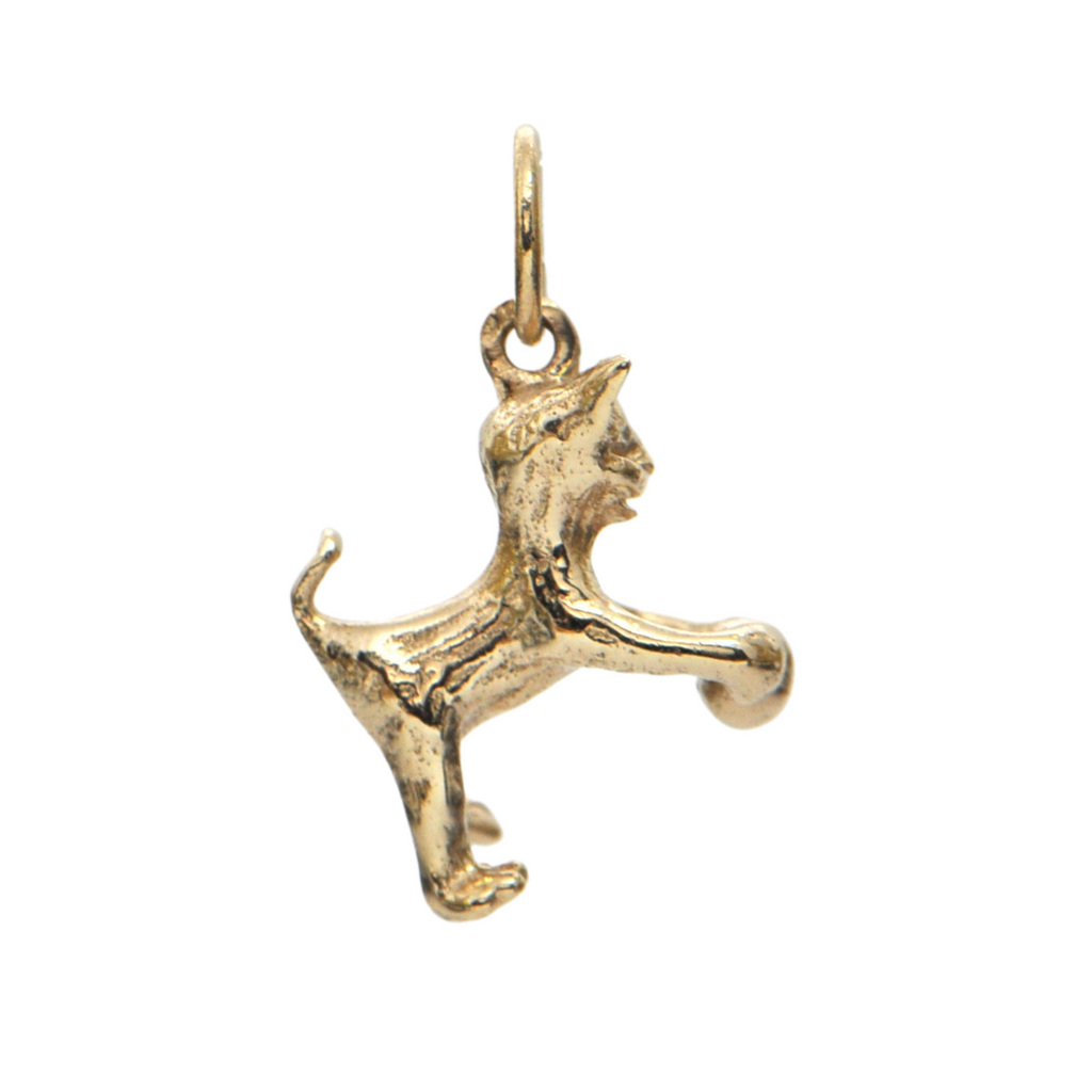 Vintage 14k Yellow Gold Cat Charm + Montreal Estate Jewelers