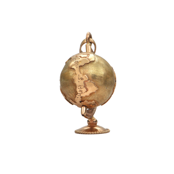 Vintage 18K Gold Globe on Stand Charm + Montreal Estate Jewelers