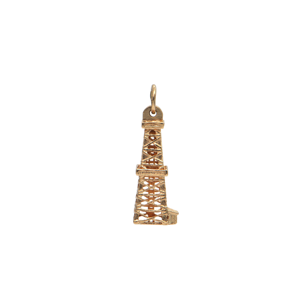 Vintage 14K Gold Oil Rig Charm + Montreal Estate Jewelers