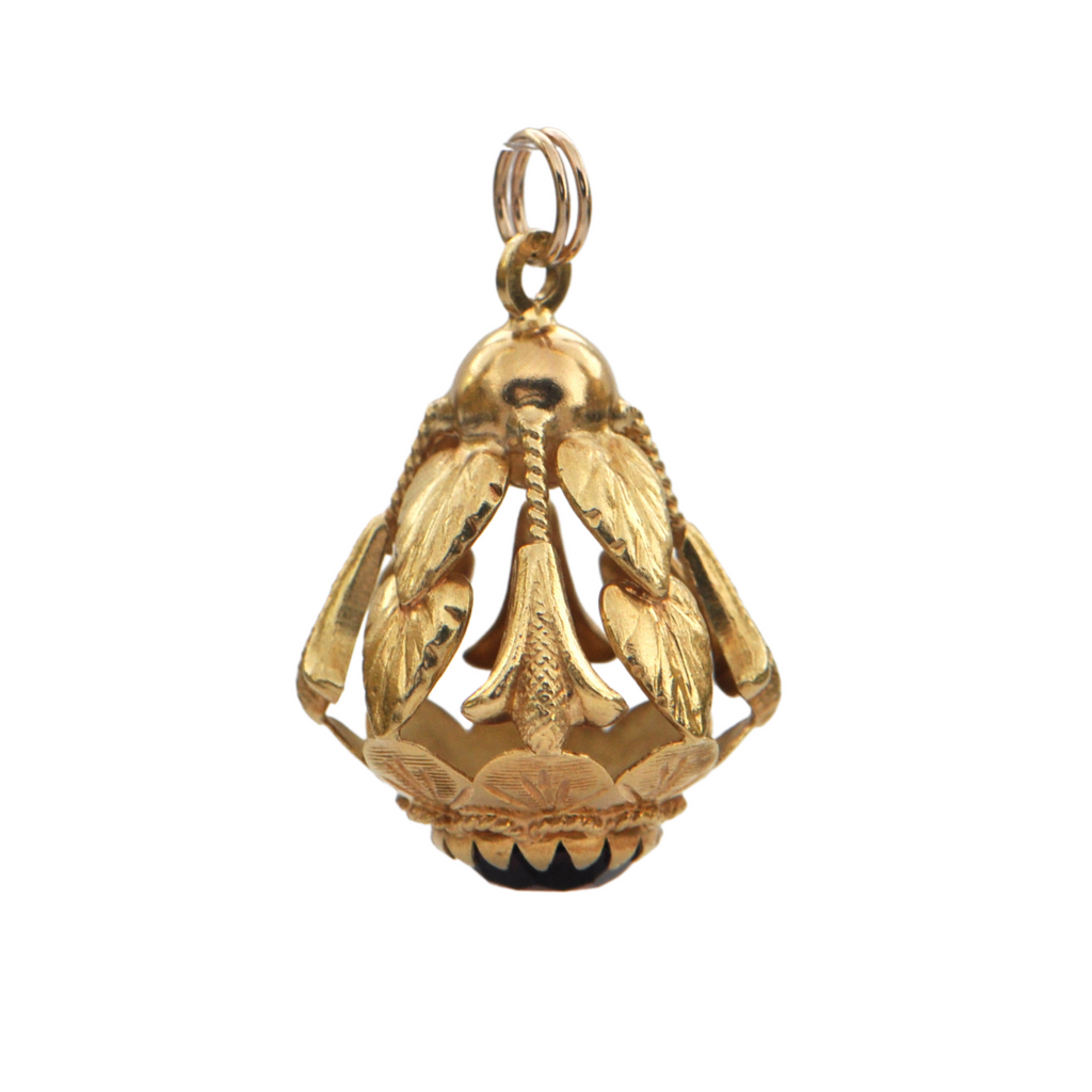 Vintage 18K Yellow Gold Lantern Charm + Montreal Estate Jewelers