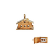 Vintage hinged 18K Yellow Gold Cabin with Enamelled Hearts Inside Charm + Montreal Estate Jewelers