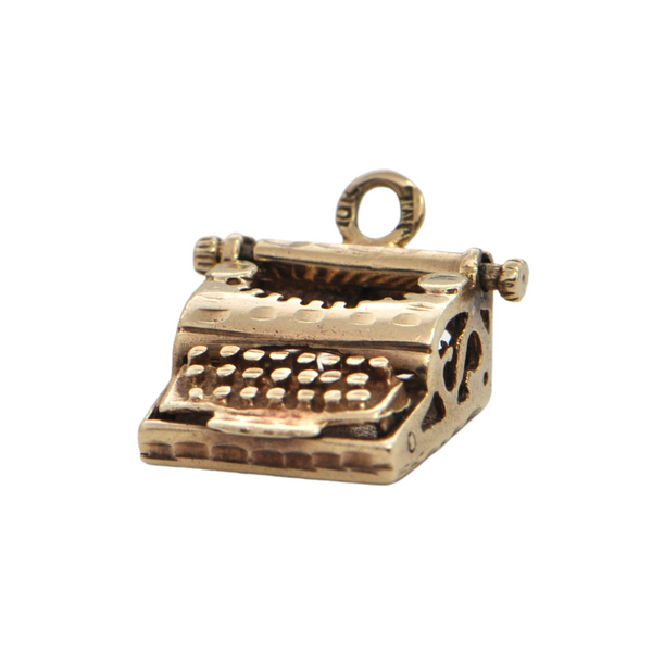 Vintage 10K Gold Mechanical Typewriter Charm + Montreal Estate Jewelers