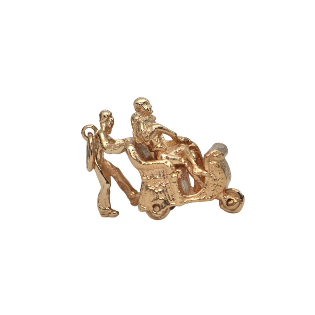 Vintage 14k Gold Atlantic City Boardwalk Push Cart Charm + Montreal Estate Jewelers