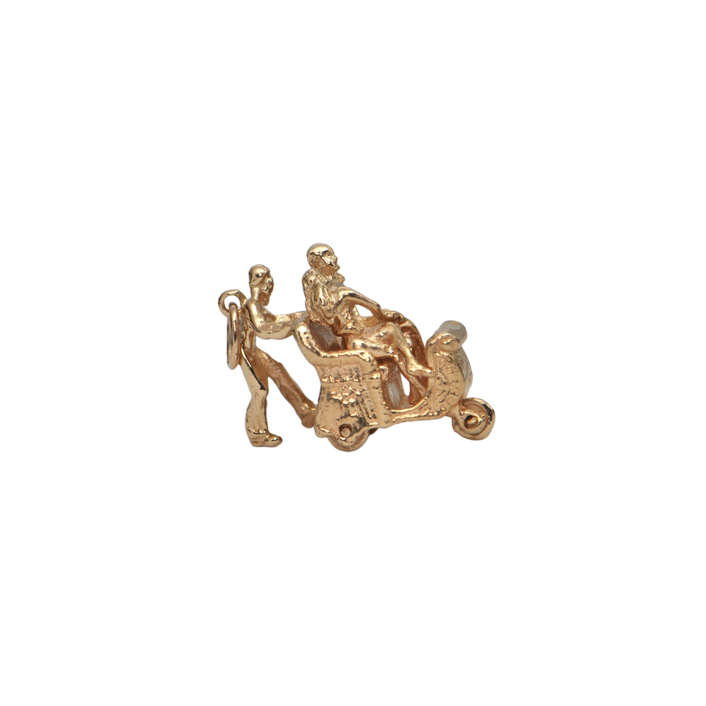 Vintage 14k Gold Atlantic City Boardwalk Push Cart Charm + Montreal Estate Jewelers