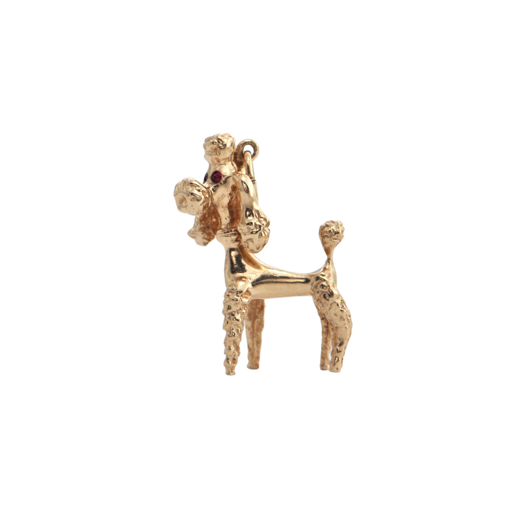 Vintage Large 14k Gold Poodle Charm + Montreal Estate Jewellers