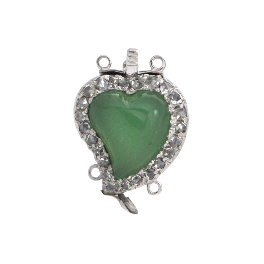 Antique Witches Heart Diamond and Jade Clasp + Montreal Estate Jewelers