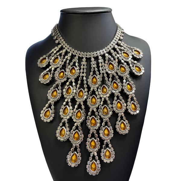 Vintage Costume Rhinestone Bib Necklace + Montreal Estate Jewelers