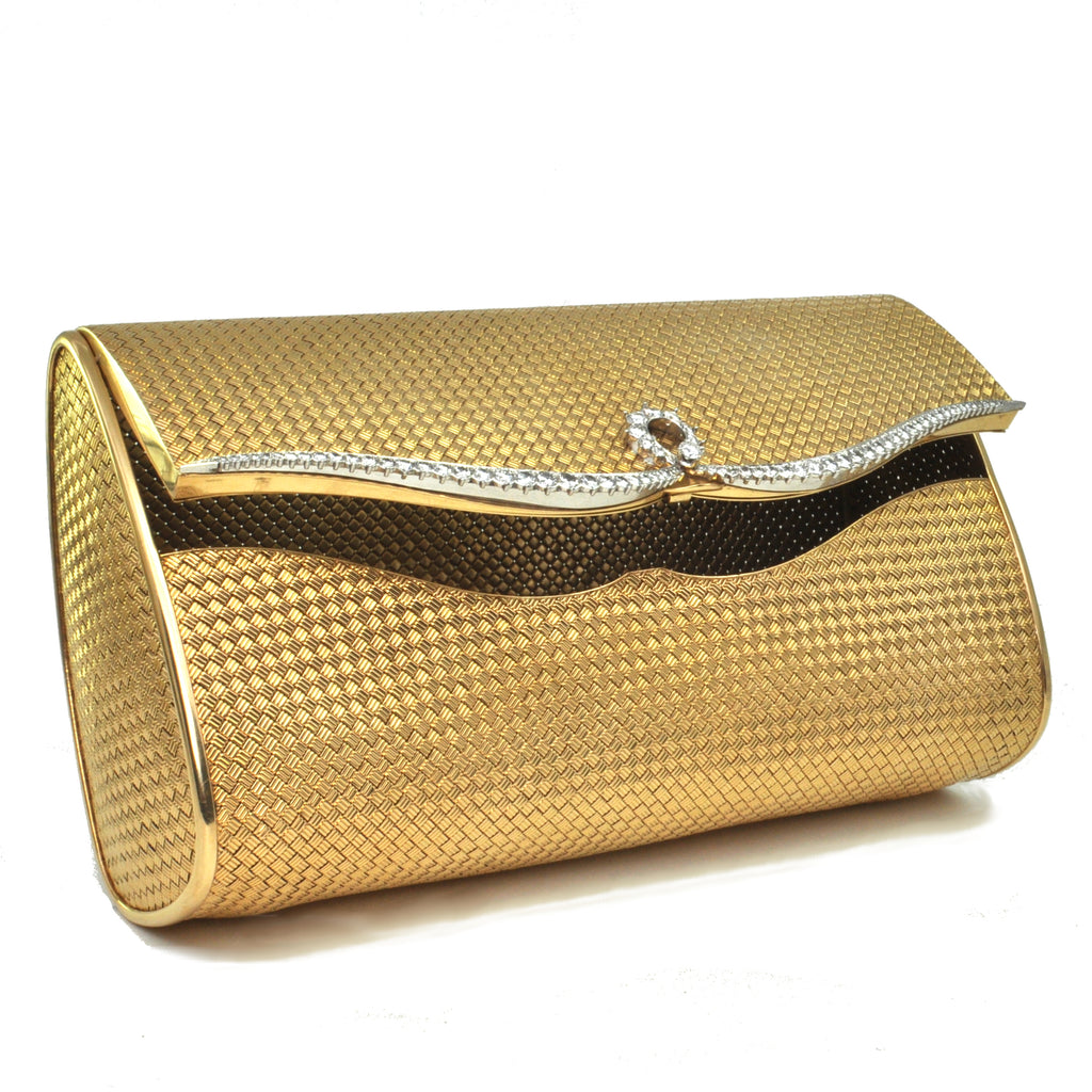  5 ct Diamonds, solid 18k gold and Platinum Mid-Century French Clutch + Montreal Estate Jewelers