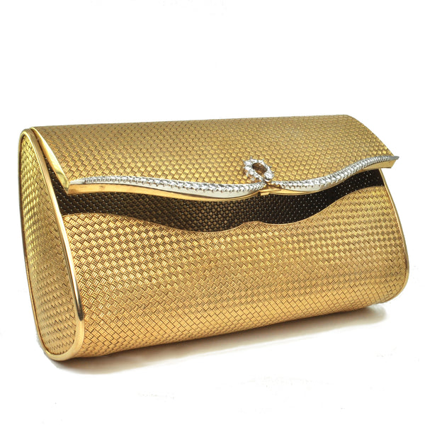  5 ct Diamonds, solid 18k gold and Platinum Mid-Century French Clutch + Montreal Estate Jewelers