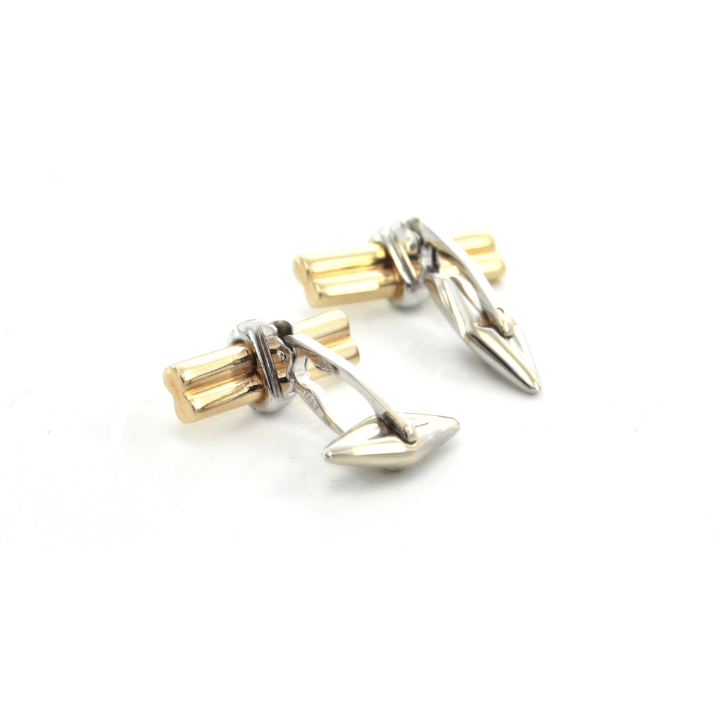 Vintage Italian 14K Yellow and White Gold Cufflinks + Montreal Estate Jewelers