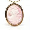 Vintage 18K Yellow Gold Shell Cameo Brooch/Pendant of Woman Looking Up + Montreal Estate Jewelers