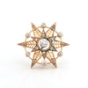 Double Six Pointed Star 1.40CT Diamond and 18K Yellow Gold Brooch C.1880 + Montreal Estate Jewelers