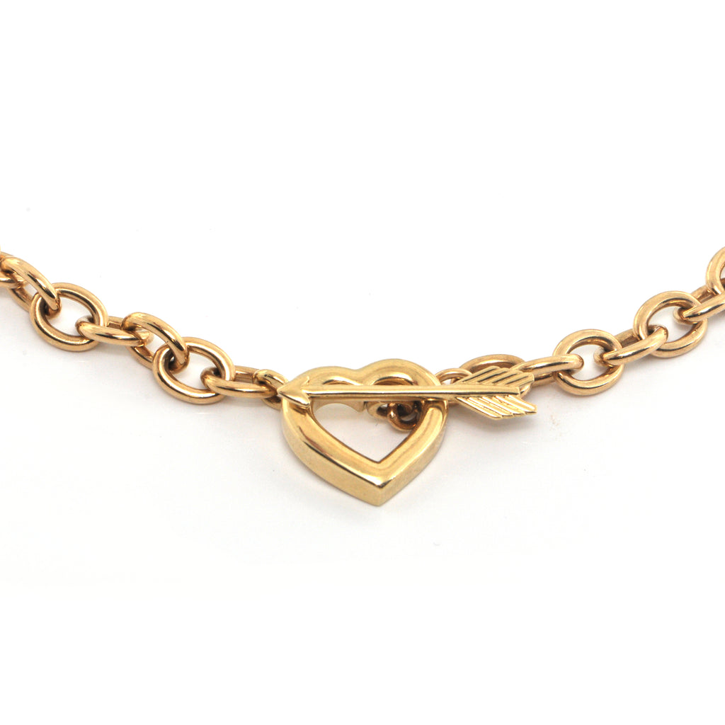 Tiffany 18K Yellow Gold Heart and Arrow Chain Link Necklace