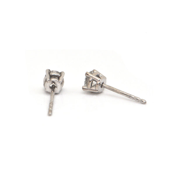 0.50CT Diamond and 18K White Gold Stud Earrings + Montreal Estate Jewelers