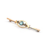 1.2CT Blue and 0.22CT White Zircon 9K Yellow Gold Brooch C.1920 + Montreal Estate Jewelers