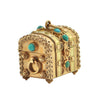 18k Yellow Gold and Turquoise Treasure Chest Charm  + Montreal Estate Jewelers
