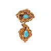 Vintage Turquoise and 0.53CT Ruby 18K Yellow Gold Pendant + Montreal Estate Jewelers