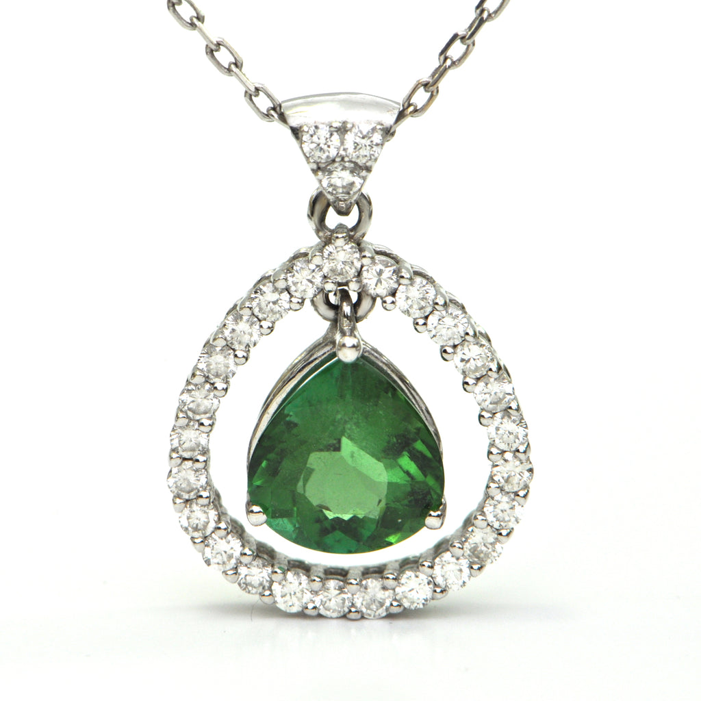 Tourmaline and Diamond Pendant - Montreal custom Jewelry design