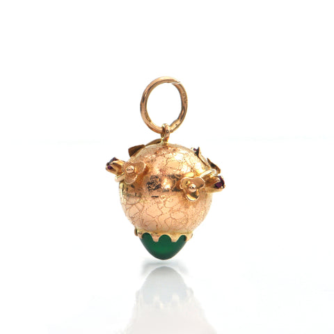 Italian Colored Glass and 18K Yellow Gold Orb Charm