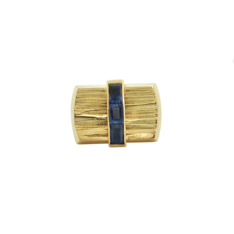 Paash Sapphire 18K Yellow Gold Tie Pin + Montreal Estate Jewelers