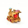 Vintage 18K yellow gold Locomotive charm with coloured glass stones + Estate Jewelers