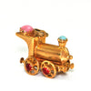 Vintage 18K yellow gold Locomotive charm with coloured glass stones + Estate Jewelers