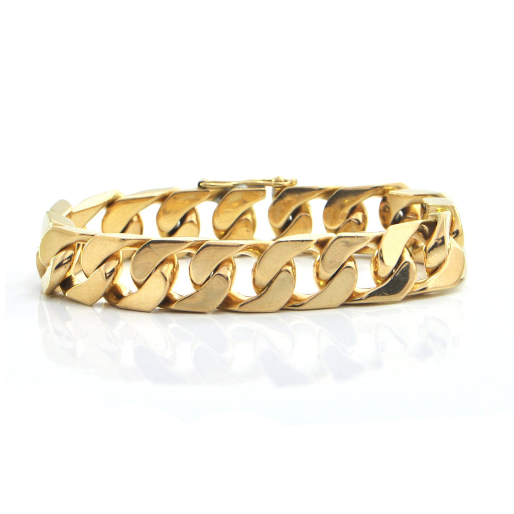 Unsigned Walter Schluep 18K Yellow Gold Curb Link Chain Bracelet