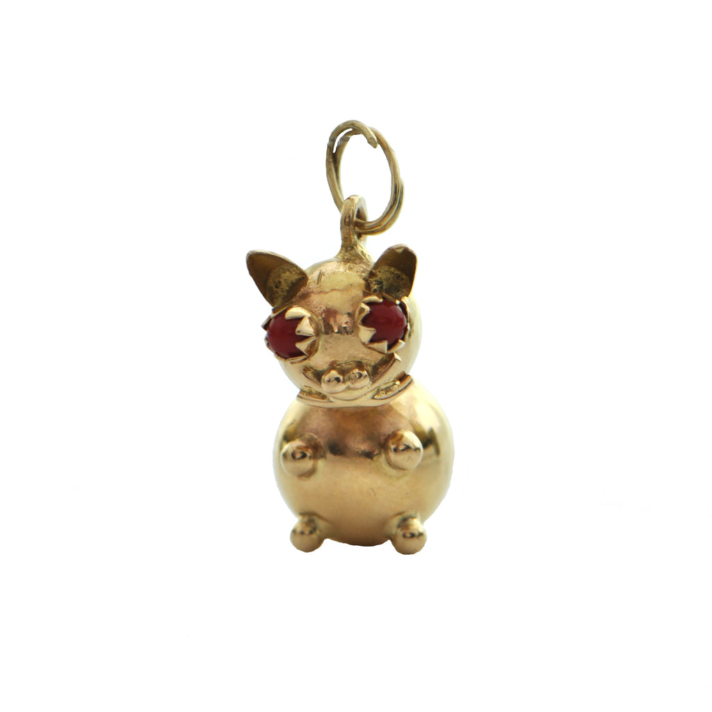 Vintage 14k Yellow Gold Cat Charm + Montreal Estate Jewelers